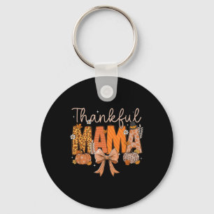 Thankful Mama Coquette Bows Mom Fall Thanksgiving Keychain