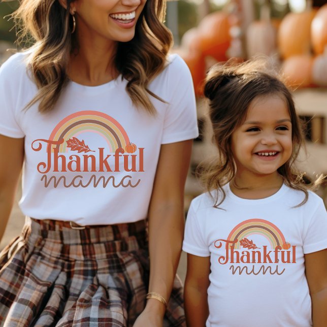 Thankful Mama Orange Rainbow Mommy and Me Matching T-Shirt (Creator Uploaded)