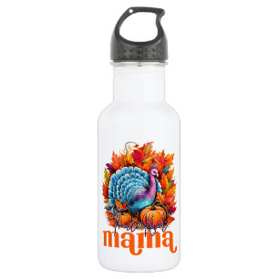 Thankful Mama Turkey and Autumn Leaves Foliage 532 Ml Water Bottle