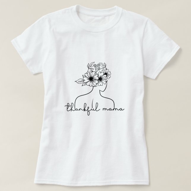 Thankful Mama Typography T-Shirt (Design Front)