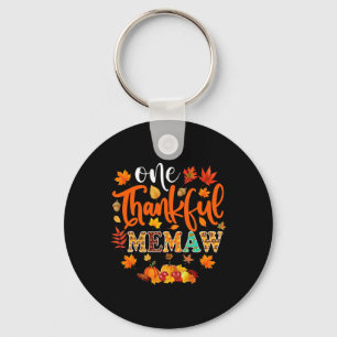 Thankful Memaw Fun Fall Autumn Thanksgiving Keychain