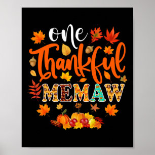 Thankful Memaw Fun Fall Autumn Thanksgiving Poster
