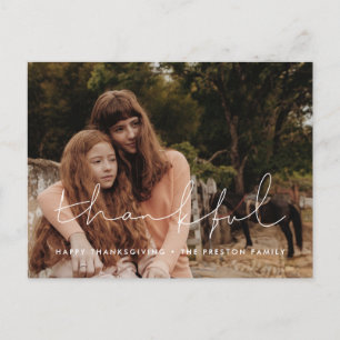 Thankful Minimalist Thanksgiving family photo Postcard