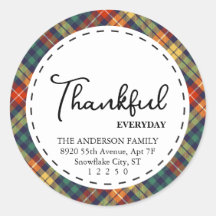 Thankful |Modern Check Pattern Simple Thanksgiving