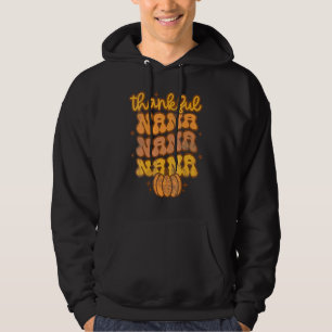 Thankful Nana Retro Groovy Nana Pumpkin Thanksgivi Hoodie
