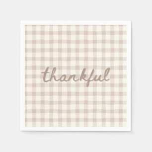 Thankful Neutral Tan Gingham Napkin