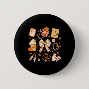 Thankful Nurse Fall Stethoscope Coquette Bow Thank 2 Inch Round Button