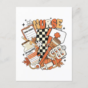 Thankful Nurse Life Turkey Cute Thanksgiving Nurse Holiday Postcard