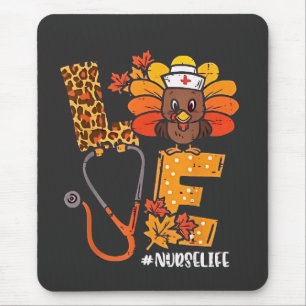 Thankful Nurse Life Turkey Cute Thanksgiving Nurse Mouse Pad