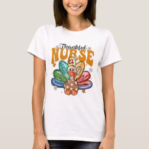 Thankful Nurse Thanksgiving Christmas Turkey Scrub T-Shirt
