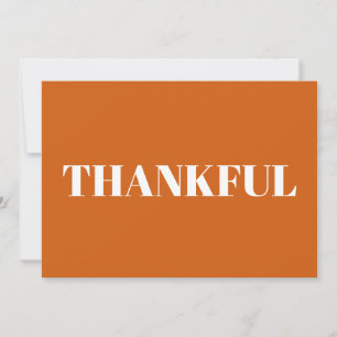 Thankful orange & white modern thanksgiving card