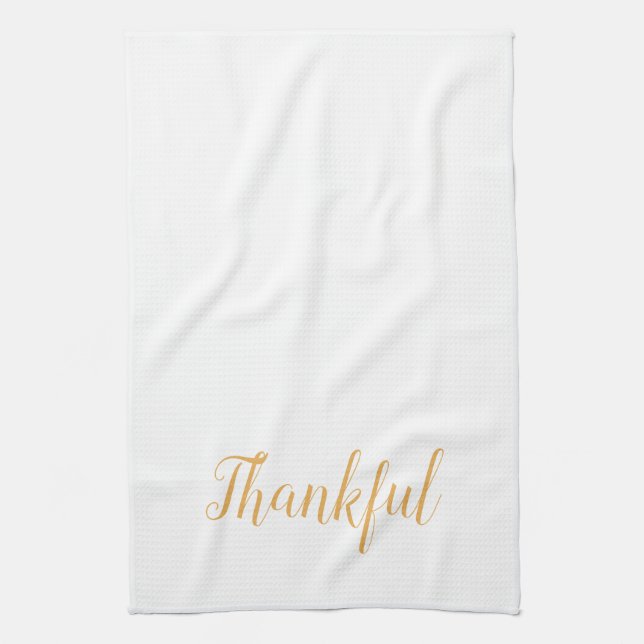 Thankful Orange White Script Kitchen Towel (Vertical)