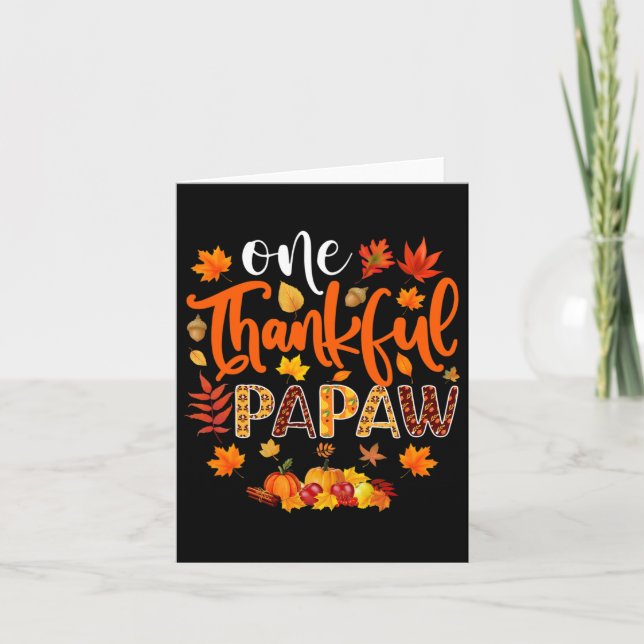 Thankful Papaw Fun Fall Autumn Thanksgiving  Card (Front)