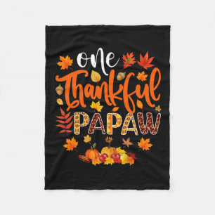 Thankful Papaw Fun Fall Autumn Thanksgiving Fleece Blanket