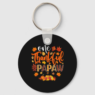 Thankful Papaw Fun Fall Autumn Thanksgiving Keychain