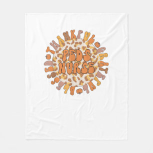 Thankful Peds Nurse Thanksgiving Pediatric Nursing Fleece Blanket