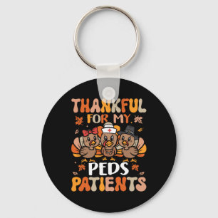 Thankful Peds Nurse Thanksgiving Turkey Pediatric  Keychain