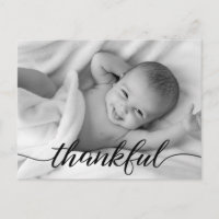 "Thankful" Personalized Baby Photo Thank You Postc