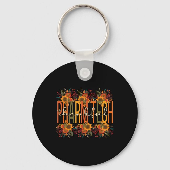 Thankful Pharmacy Technologist Thanksgiving Pharma Keychain (Front)