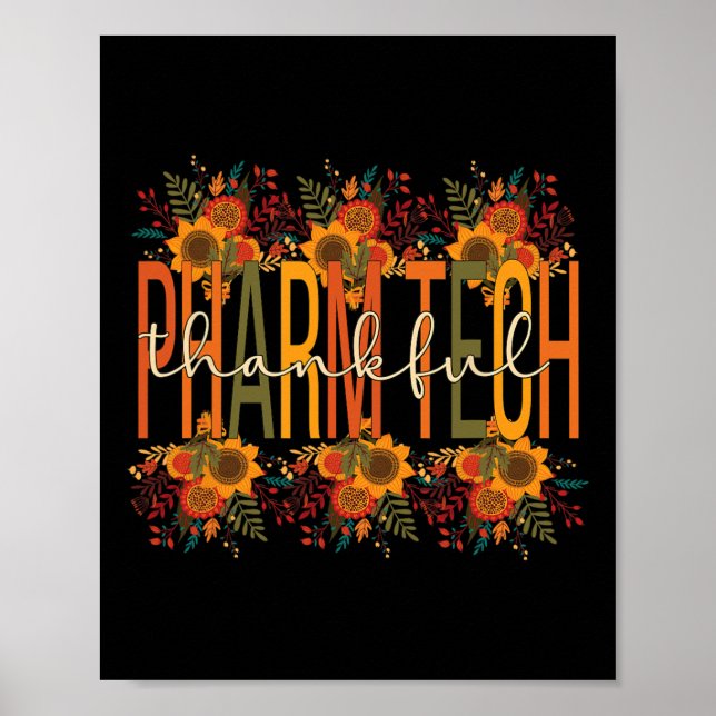 Thankful Pharmacy Technologist Thanksgiving Pharma Poster (Front)