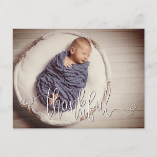Thankful Photo Filter Birth Announcement Postcard