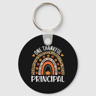 Thankful Principal Thanksgiving Rainbow Leopard Pr Keychain