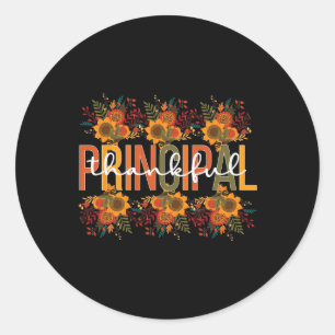 Thankful Principal Thanksgiving School Principal 1 Classic Round Sticker