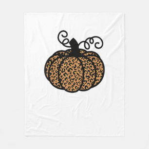 Thankful Printed Leopard Pumpkin for Thanksgiving Fleece Blanket