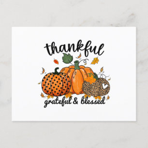Thankful Pumpkin Grateful And Blessed Holiday Postcard