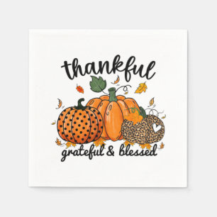 Thankful Pumpkin Grateful And Blessed Napkin