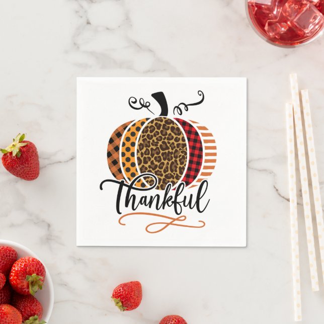 Thankful Pumpkin Patchwork Napkin (Insitu)