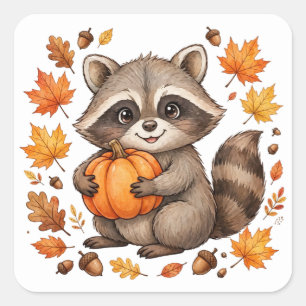 Thankful Raccoon Pumpkin Thanksgiving Sticker