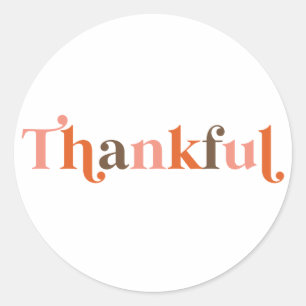 Thankful Retro Font Thanksgiving Classic Round Sticker