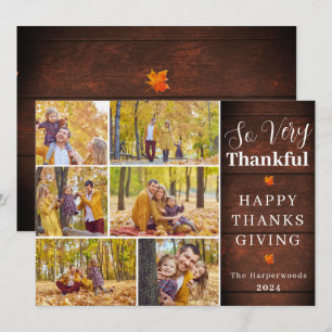 Thankful Rustic Fall thanksgiving family photo Holiday Card