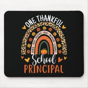 Thankful School Principal Thanksgiving Rainbow Leo Mouse Pad