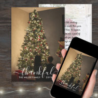 Thankful Script Belated Christmas Photo New Years