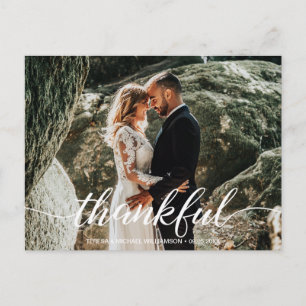 Thankful Script Boho Wedding Thank you Postcard