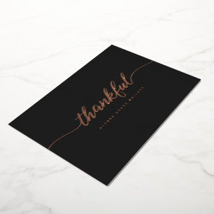 Thankful Script Personalized rose gold black