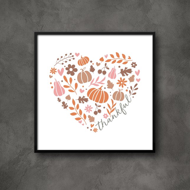 Thankful Seasonal Fall Heart Graphic Poster (Creator Uploaded)