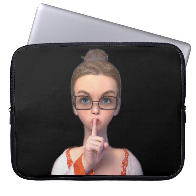 Thankful Shush Cute Librarian  Laptop Sleeve (Front)