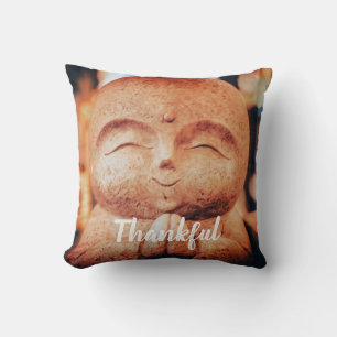 Thankful Smiling Buddha Throw Pillow