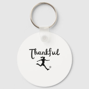 Thankful Soccer Player Girl Thanksgiving Footbylle Keychain
