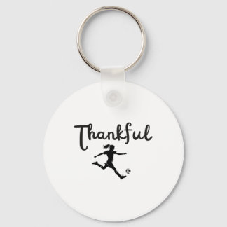 Thankful Soccer Player Girl Thanksgiving Footller  Keychain