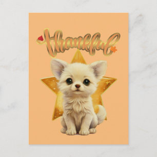 Thankful Starry-Eyed Puppy Postcard