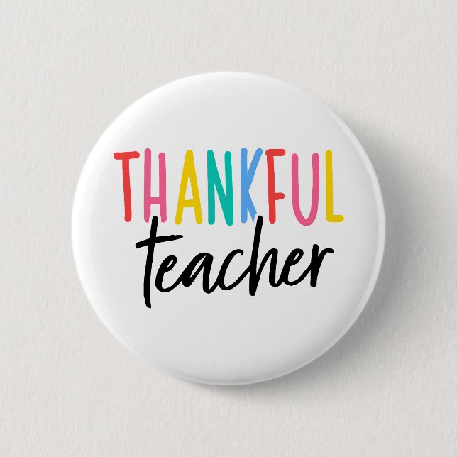 thankful teacher 2 inch round button (Front)