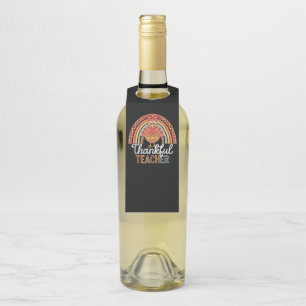 Thankful Teacher Blessed Thanksgiving School Bottle Tag
