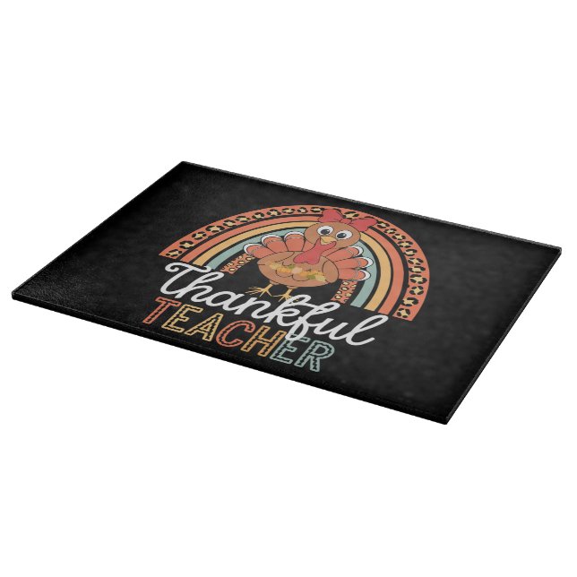 Thankful Teacher Blessed Thanksgiving School Cutting Board (Corner)