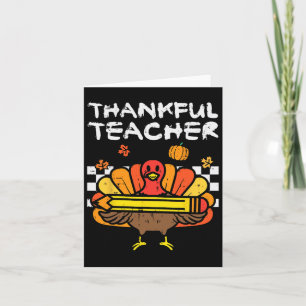 Thankful Teacher Thanksgiving Turkey Retro Fall Wo Card