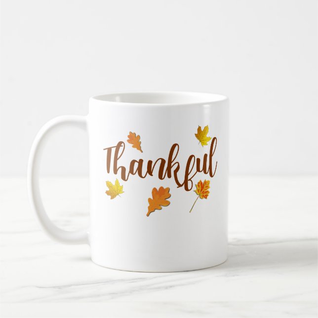 Thankful Thanksgiving Fall Harvest Coffee Mug (Left)