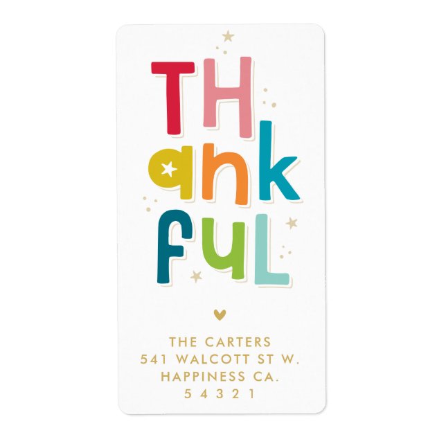 THANKFUL thanksgiving modern bright colourful type (Front)